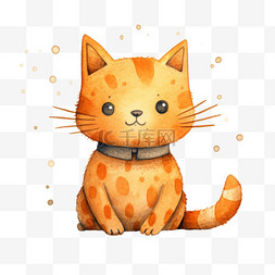 创意橘色小猫元素立体免扣图案免