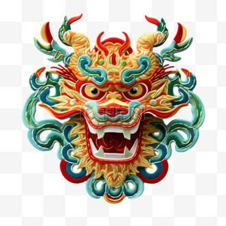 艺术布艺龙头元素立体免扣图案