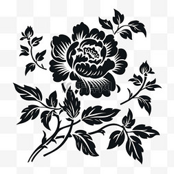 3d黑白花卉元素立体免扣图案