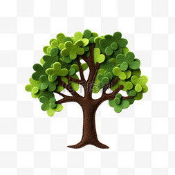 创意布艺绿树元素立体免扣图案