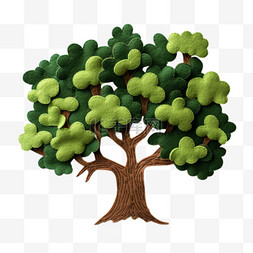 简单布艺绿树元素立体免扣图案