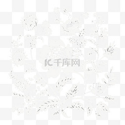 素材黑白花卉元素立体免扣图案