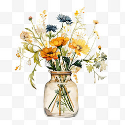 免扣花瓶图片_写实彩色花瓶元素立体免扣图案