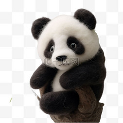 羊毛毡熊猫元素立体免扣图案