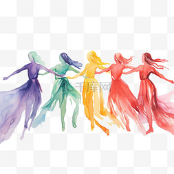 特色彩虹舞蹈元素立体免扣图案