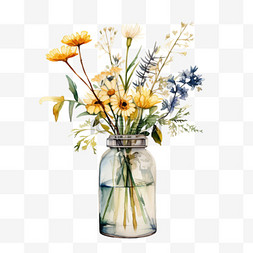 简洁彩色花瓶元素立体免扣图案