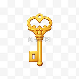 装饰钥匙图片_宝箱钥匙元素立体免扣图案