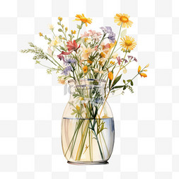 简单彩色花瓶元素立体免扣图案