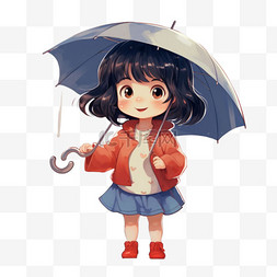 创意雨伞元素图片_创意雨伞女孩元素立体免扣图案