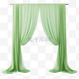 简约绿色窗帘元素立体免扣图案