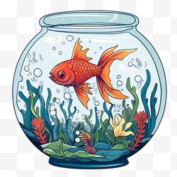 鱼缸图片_写实漂亮鱼缸元素立体免扣图案