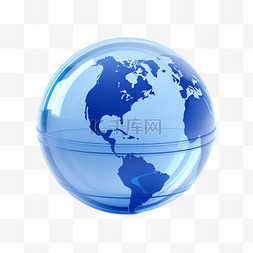 蓝色地球图案图片_图形蓝色地球元素立体免抠图案