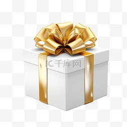 节日物体图片_3D礼品盒包裹金色丝带