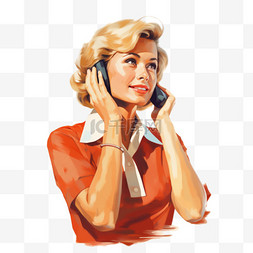 一个女人在电话里说话