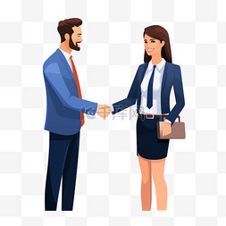 女人和男人握手做生意