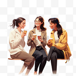 女人易燃易爆图片_三个女人边喝咖啡边聊天