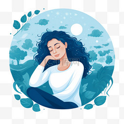 休息区背景图片_妇女休息的手绘世界睡眠日插图