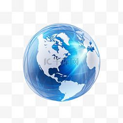 蓝色立体地球图片_造型蓝色地球元素立体免抠图案