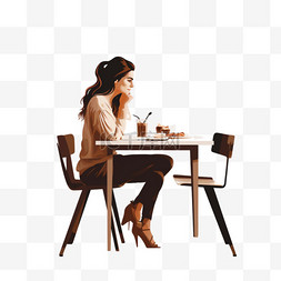 一位坐在桌子旁的女人
