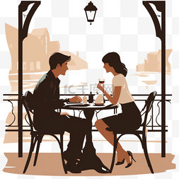 男人和女人在咖啡馆的桌子上浪漫