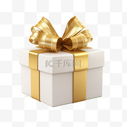 金色物体图片_3D礼品盒包裹金色丝带