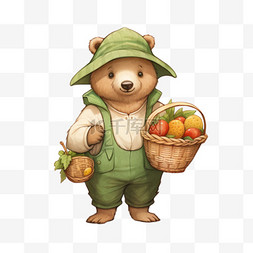 蔬菜小图案图片_造型蔬菜小熊元素立体免扣图案