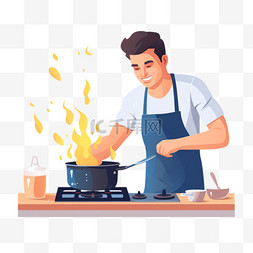 厨房做饭图片_男人在厨房炉灶上做饭