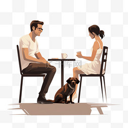 男人和他的狗在等一个女孩约会