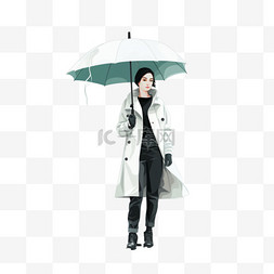 撑着图片_一个穿着雨衣的女人撑着一把伞