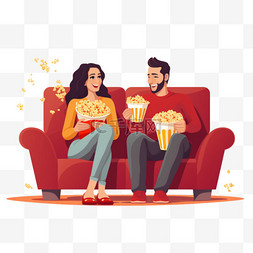 女人坐在沙发上图片_男人和女人坐在沙发上吃爆米花
