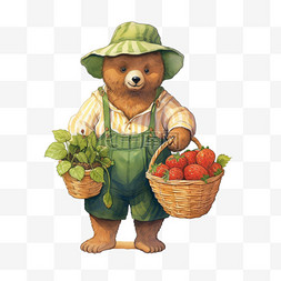 蔬菜小图案图片_卡通蔬菜小熊元素立体免扣图案