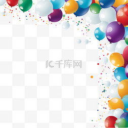 贺卡气球图片_生日快乐祝贺横幅设计与五彩纸屑