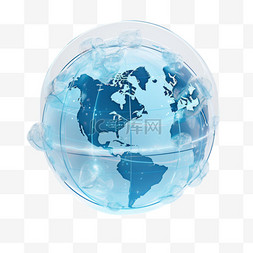 蓝色地球图案图片_3d蓝色地球元素立体免抠图案