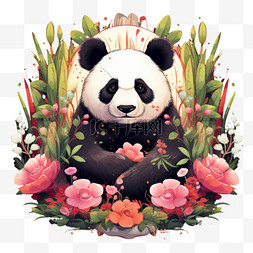 质感熊猫图标元素立体免抠图案