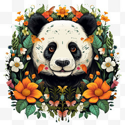 简约熊猫图标元素立体免抠图案