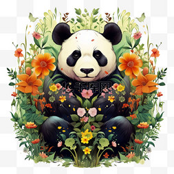 艺术熊猫图标元素立体免抠图案