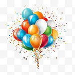 奢华的气球和五彩纸屑祝你生日快乐