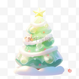快乐冬日图片_圣诞UI冬日快乐圣诞树立体风磨砂