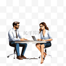 桌子旁边一个球图片_女人和男人与图表互动并作为一个