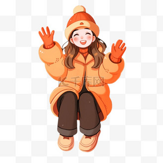 下载免抠元素女孩打招呼裙子人物卡通图片个人vip和企业vip免费下载免