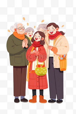 我们爱妈妈图片_卡通手绘新年家人拜年祝福元素