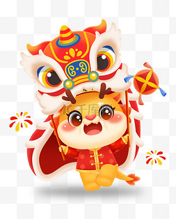 2018新年快乐happy图片_龙年春节新年龙卡通形象大眼萌龙