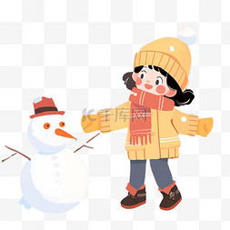 冬天手绘雪人孩子卡通元素