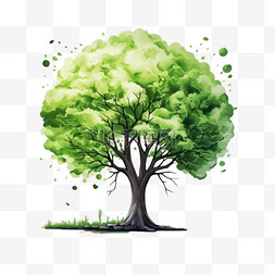 大树几何图片_几何绿色大树元素立体免抠图案