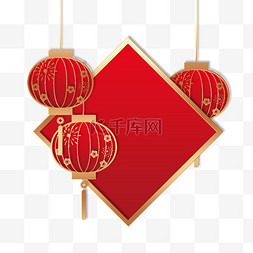 红色喜庆灯笼剪纸图片_新年新春春节剪纸风灯笼边框素材