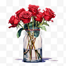 立体玫瑰造型图片_造型红色玫瑰元素立体免抠图案