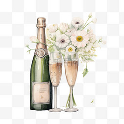 香槟图案图片_ai绘画美味香槟元素立体免抠图案