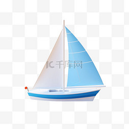 蓝色装饰图片_纹理蓝色帆船元素立体免抠图案