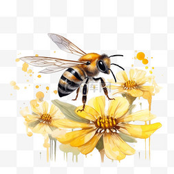 采蜜图片图片_矢量蜜蜂采蜜元素立体免抠图案