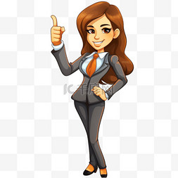 忙碌秘书图片_年轻女商人展示竖起大拇指的标志